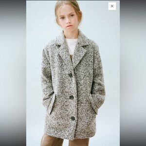 Mango Kids Gray Textured Pea Coat